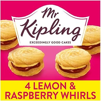 Mr Kipling Lemon & Raspberry Whirls, 4 Treats - Perfect For Snacking On-the-Go Pack of 1