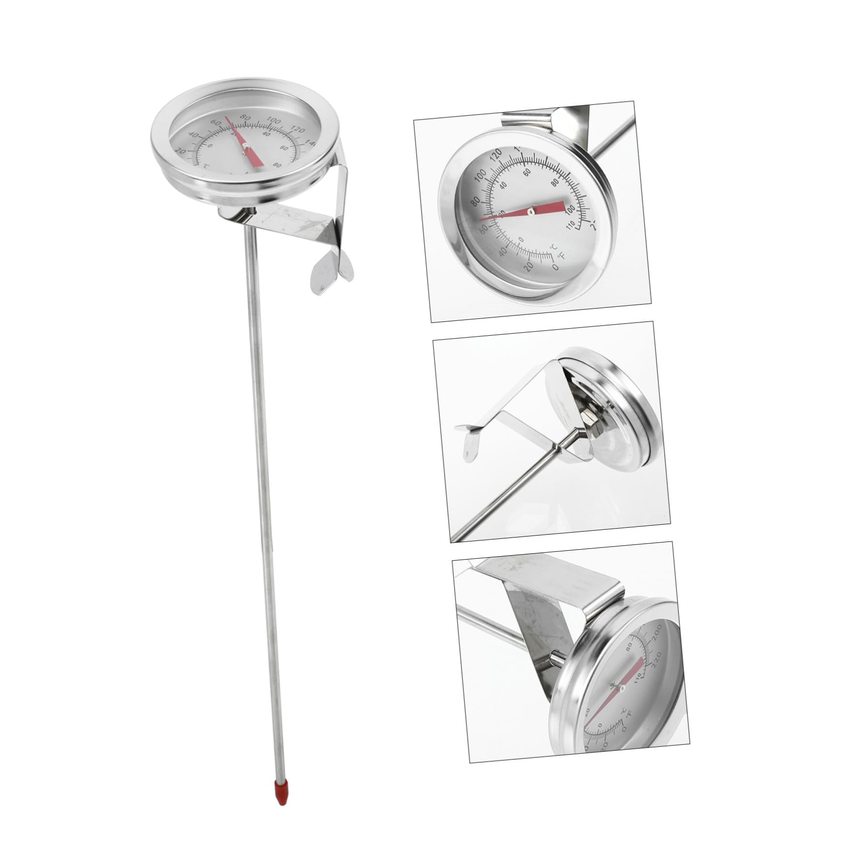 PLAFOPE Termómetro Profesional Inoxidable con Pinza para Cocina Lectura Instantánea para Freír Barbacoa Control de Temperatura Aceite y Cerveza