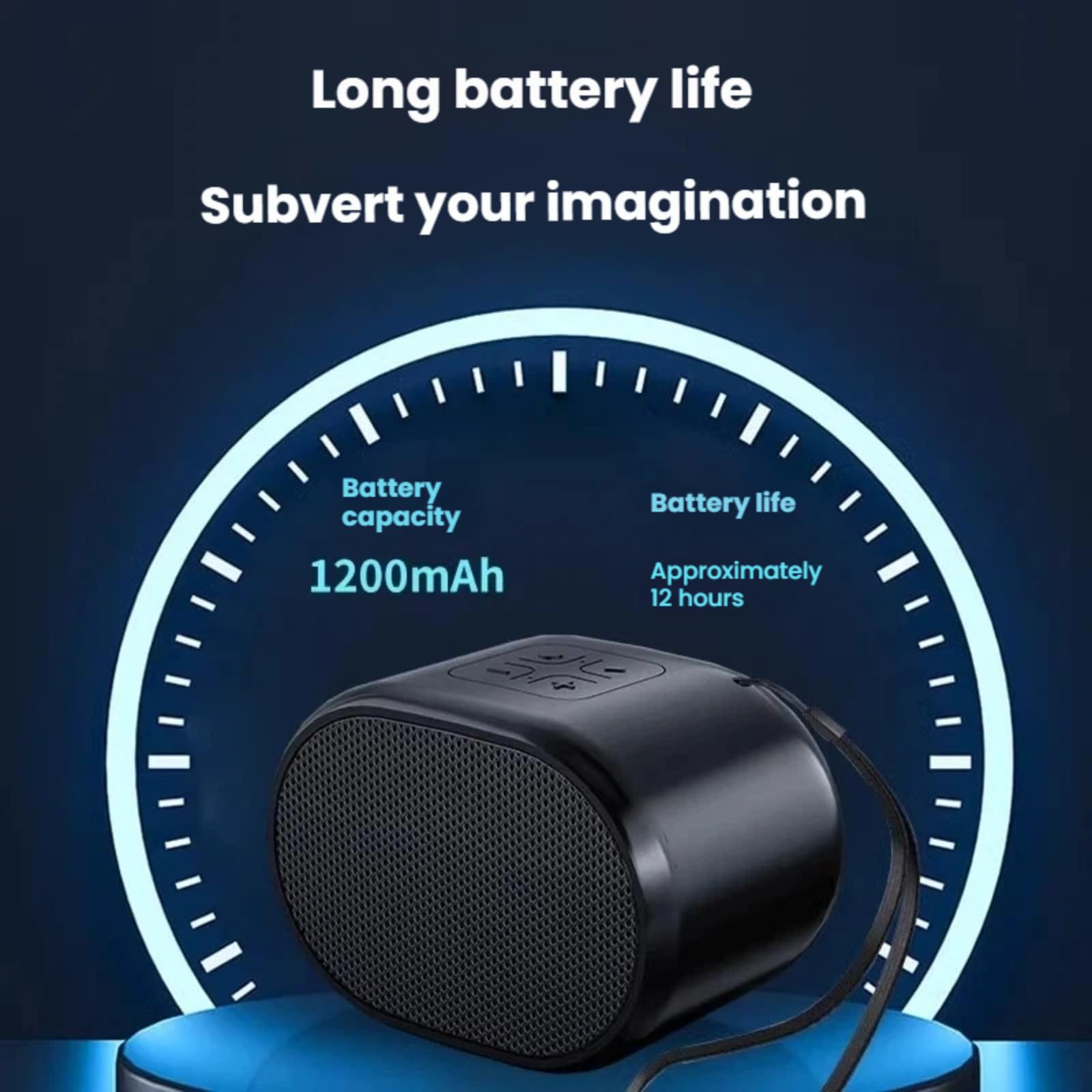 Mini haut-parleur Bluetooth portable avec batterie 1200 mAh, 12 heures d'autonomie, Bluetooth 5.0, base en silicone antidérapante pour les voyages et l'utilisation quotidienne