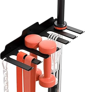 Soporte de pared para barra de 7 ganchos, soporte de barra de montaje en pared, estante para mancuernas de garaje, para mancuernas, pesas rusas, gimnasio, hogar, garaje, fitness, levantamiento de