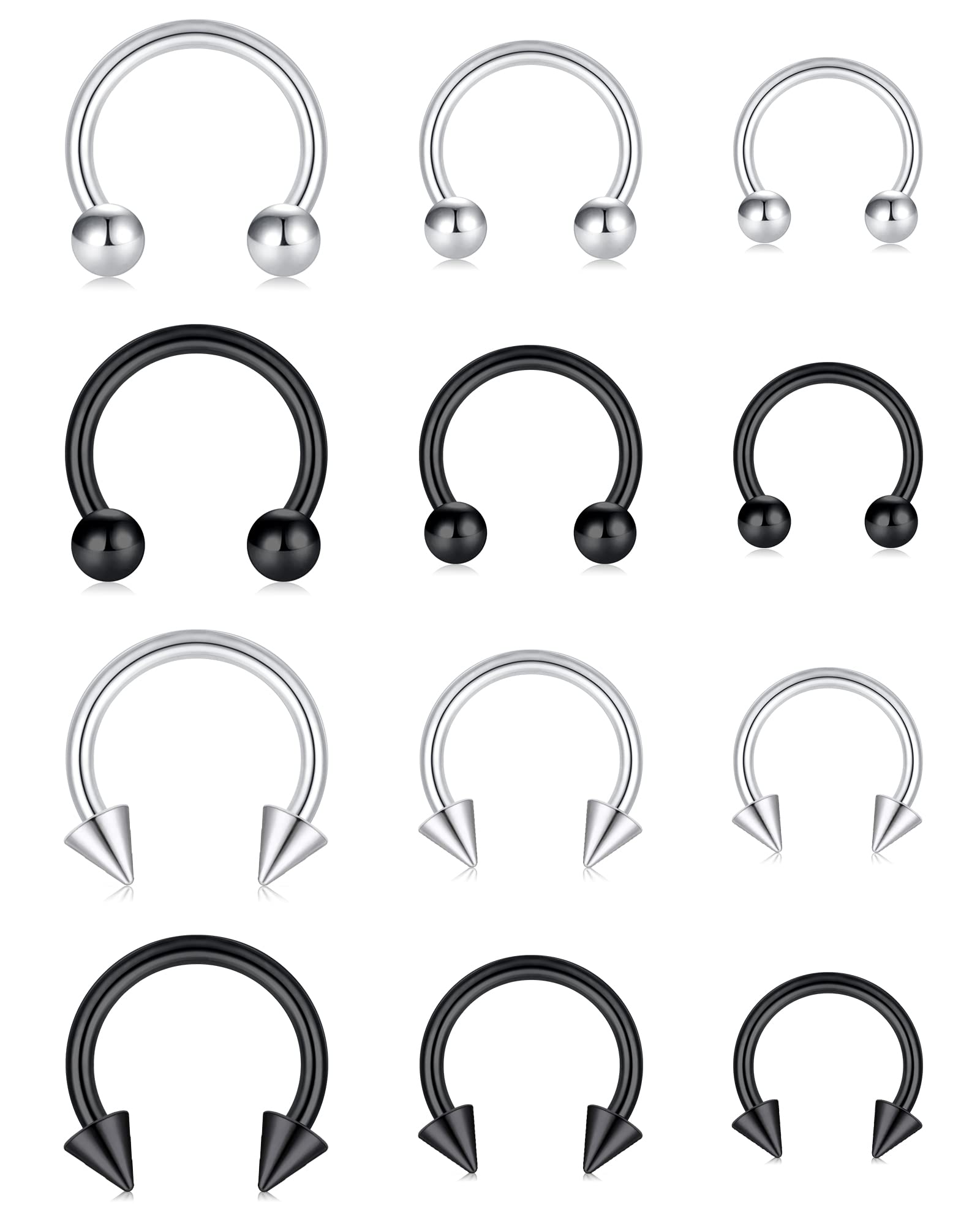 16g Septum Piercing Septum Rings Nose Piercing 8/10/12mm Horseshoe Ring Lip Piercing Tragus Helix Piercing Jewelry Women Men