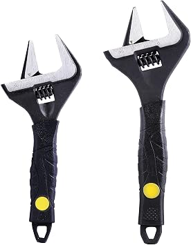 Sharp-tec Adjustable Spanner Set, Wide Jaw Opening Adjustable Wrench, Heavy-Duty Plumbing Tools for Plumbers, 6 inch/165mm and 8 inch/215mm
