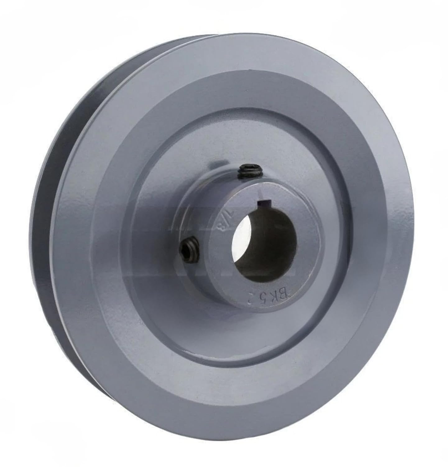 BK52-7/8 5" Cast Iron Single Groove V Belt Pulley 5L - for Masterdrive Mechanical Power Transmission Replacement - Keyed Shaft Pulley - Fits 7/8" Shaft - Solid Cast Iron, Dual Set Screws, Gray