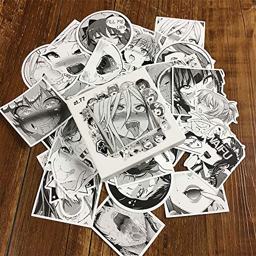 50pcs sexy anime girl stickers black white for adults men water b…