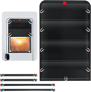 Magnetic RV Door Window Shade - 25" x 16" Foldable Blackout Window Cover with Thermal Insulation, UV Protection, Waterproof 600D Oxford Fabric for Camper Trailer, Travel Trailer, and RV Windows