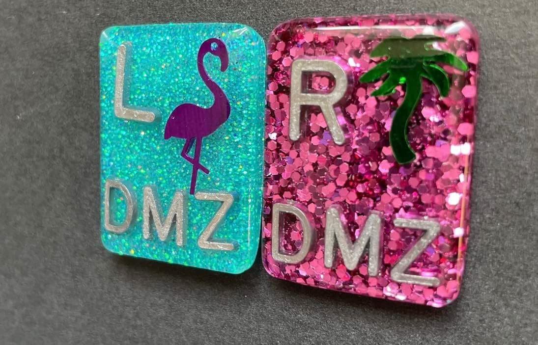 Flamingo and Palm Tree Xray Markers, With 2 or 3 Initials, Rectangle, Glitter