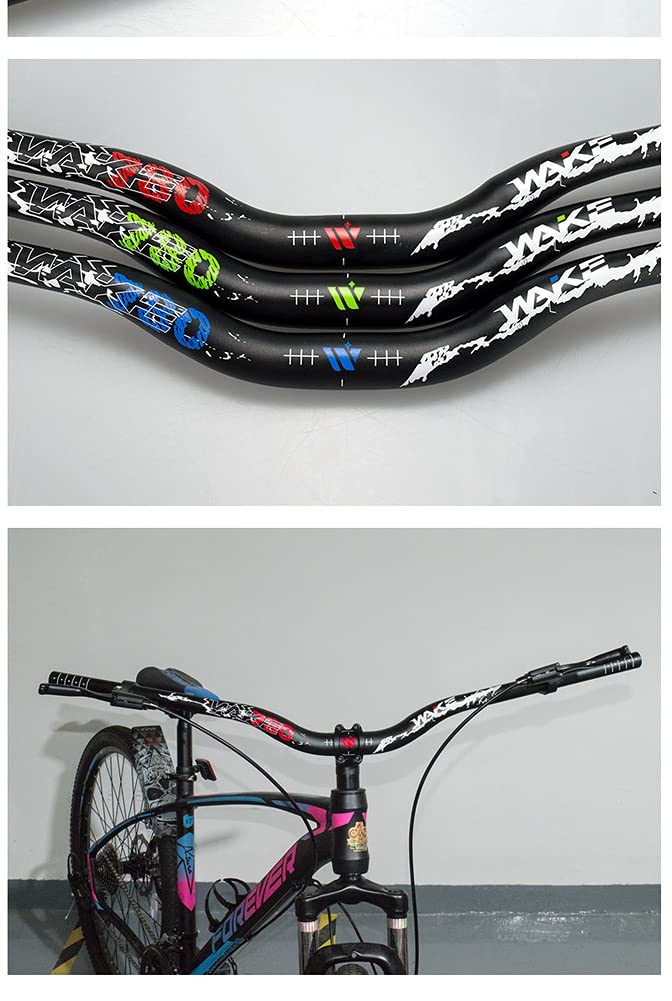 31,8 mm Manubrio superleggero per mountain bike, 780 mm in lega di alluminio MTB DH XC, manubrio rialzato (Blu, angolo grande)