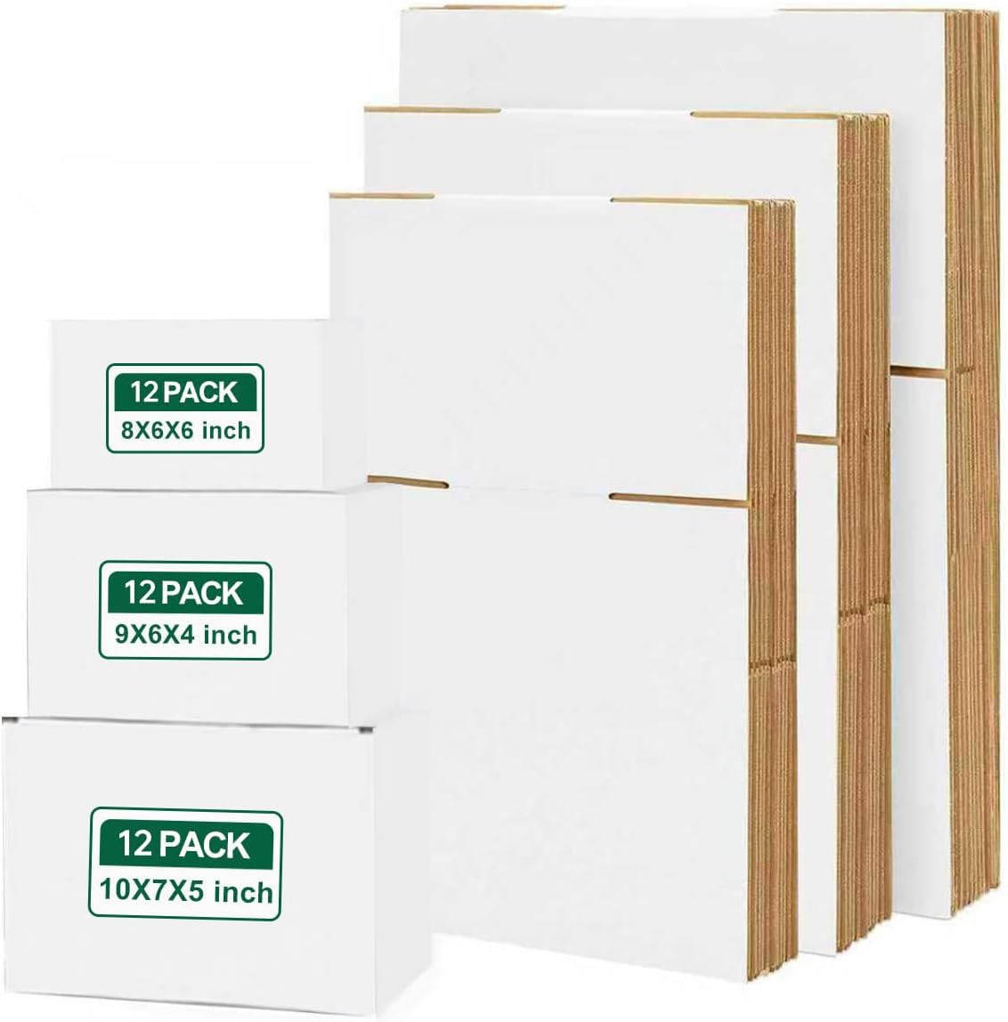 36Pcs Shipping Boxes,8x6x6 & 9x6x4 & 10x7x5 Mix and match Small Shipping Boxes,3 Sizes 12PCS Each shoe boxes cardboard.