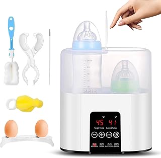 4 in 1 Flaschenwärmer, Baby Fläschchenwärmer für babyflaschen, Baby Sterilisator für babyflaschen Babykostwärmer Schnelle Erwärmung Auftauen und Warmhalten mit LCD-Display (Weiß)