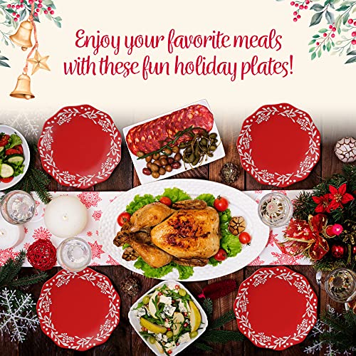 American Atelier Bianca Mistletoe Plates | Set Of 4 | Holiday Themed Dishes | Dinner And Salad Plates | Made Of Ceramic | 10-Inch | Dishwasher And Microwave Safe #TOP4