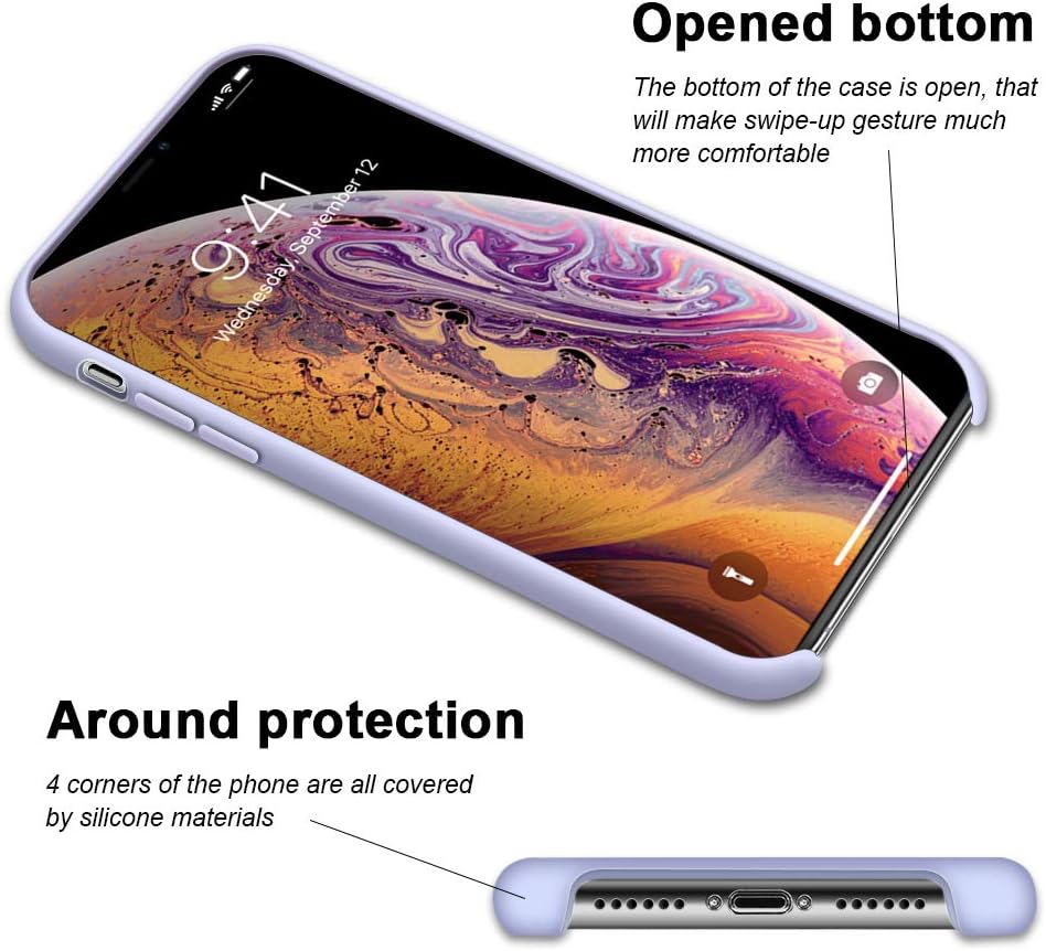 Anuck Case for iPhone 11 Case 6.1 inch, Anti-Slip Liquid Silicone Gel Rubber Bumper Case with Soft Microfiber Lining Cushion Slim Hard Shell Shockproof Protective Case Cover - Light Purple