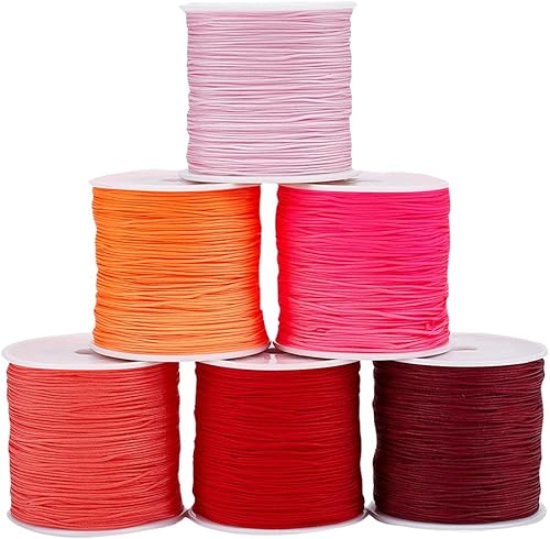 PH PandaHall Cuerda de nailon de 600 yardas, cuerda de 0.031 in, cuerda de anudación china, hilo de carillón de viento rojo para San Valentín,