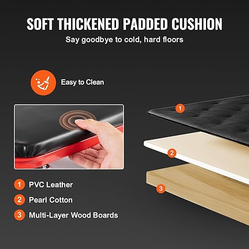 Miniatura 4 de VEVOR - Camilla plegable en Z para cochera, 36 pulgadas, capacidad de carga de 300 libras, taburete mecánico con 6 ruedas, bandeja de herramientas,