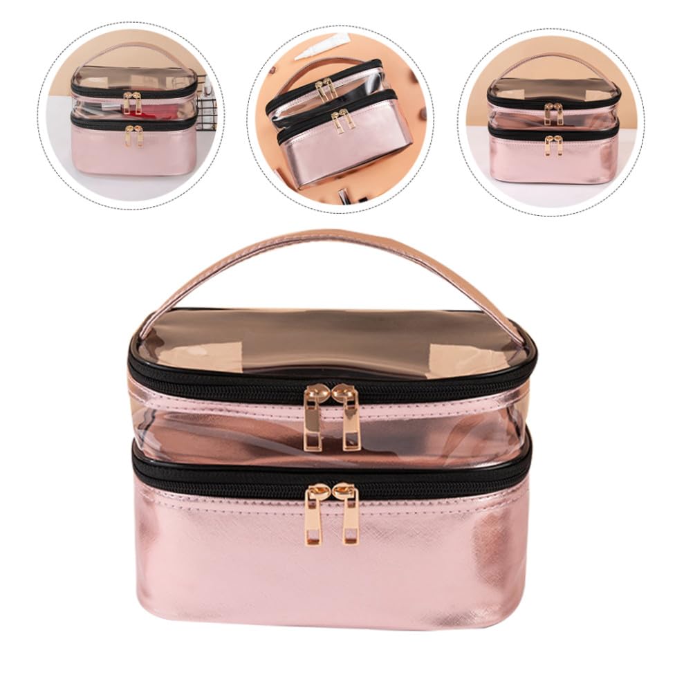 Rangement maquillage multifonction et trousse de toilette double transparente - 3
