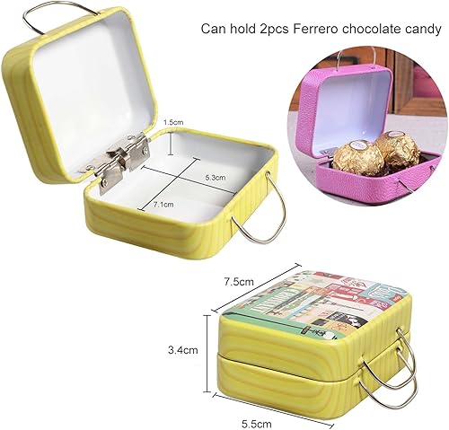 Miniatura 2 de 6 cajas de lata con tapas, pequeñas cajas de dulces, recuerdos de fiesta, cajas de maleta con asa para decoraciones de boda temáticas de viaje