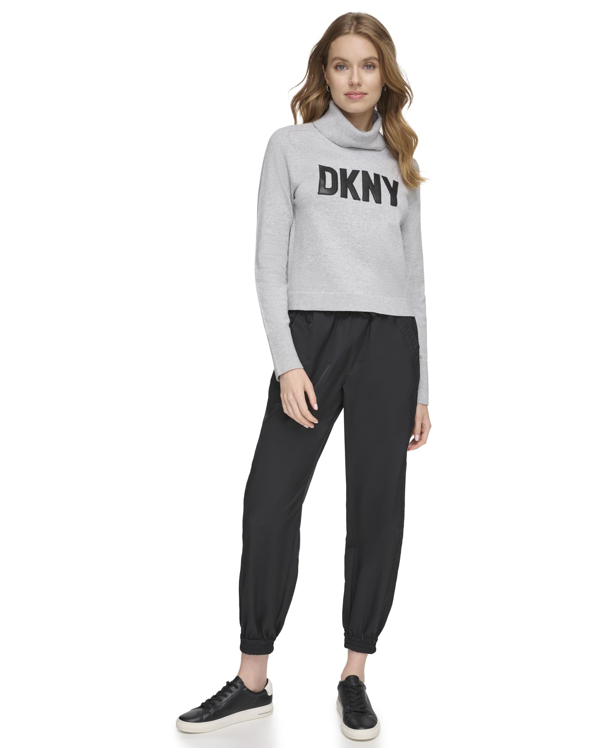 DKNY Felpa A Maniche Lunghe con Logo Turtle Neck Maglia di Tuta Donna