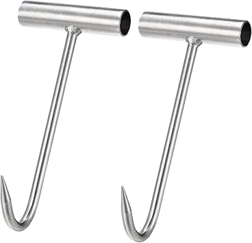sourcing map 7.5inch T-Handle Meat Boning Hook, Galvanized T Hooks for Kitchen Butcher Shop Restaurant 2Pcs