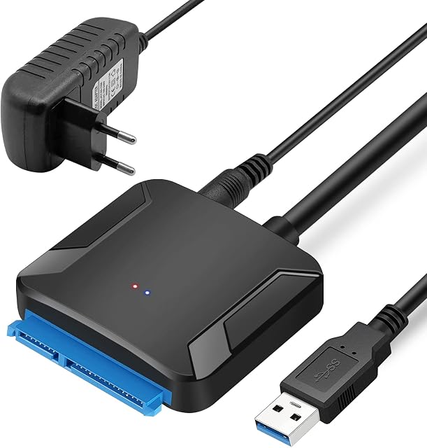 SATA to USB 3.0 Cable, SATA III Hard Drive Adapter Converter for 3.5/2.5 Inch HDD/SSD with With Uk Standard Plug, 17 Inch, (supports UASP)
