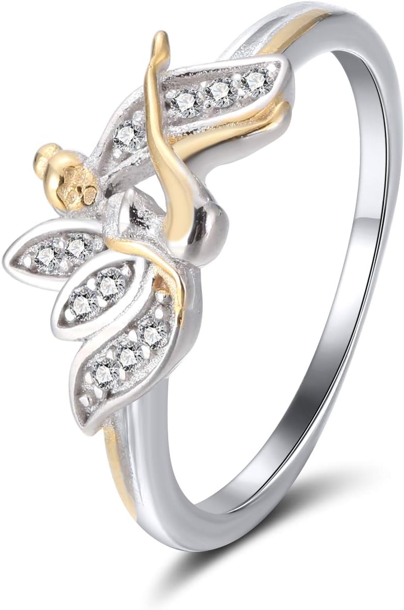 Fairy Ring for Women by Ginger Lyne Sterling Silver Two Tone Fairy Wing Rings For Women Fashion Jewelry Whimsical Statement