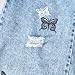 Nivne Tco Tween Girls Baggy Jeans, Wide Leg Zipper Denim Pants for Kids with Butterfly Embroidery & Ripped Detailing (US, Age, 12 Years, Blue)