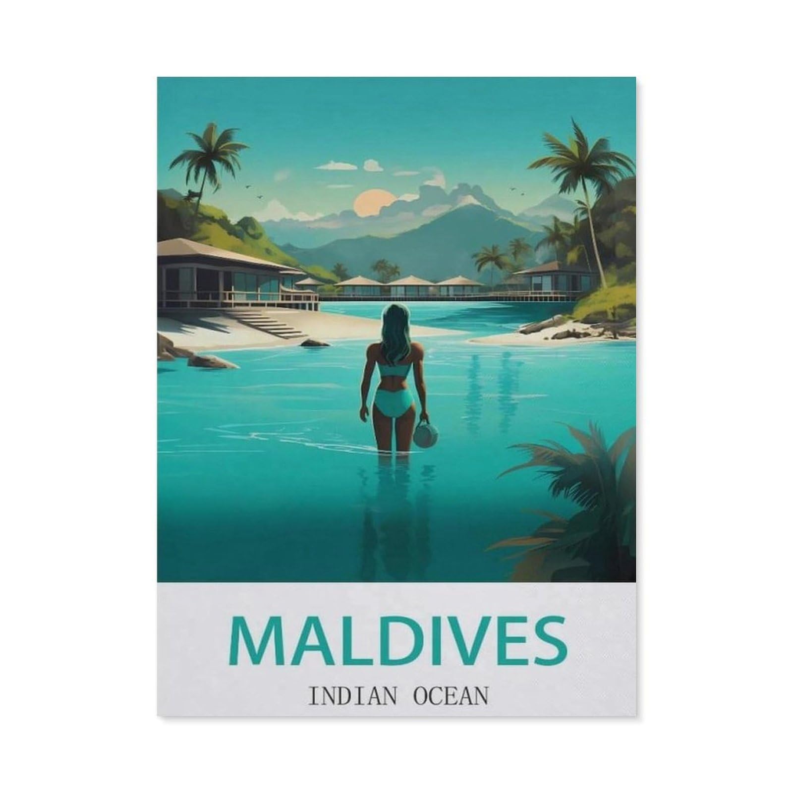 Maldives Indian Ocean，Vintage Tin Signs Funny Metel Decorative Signs - Retro Wall Decor Home Wall Signs(20x30cm）8x12 inch-EC68