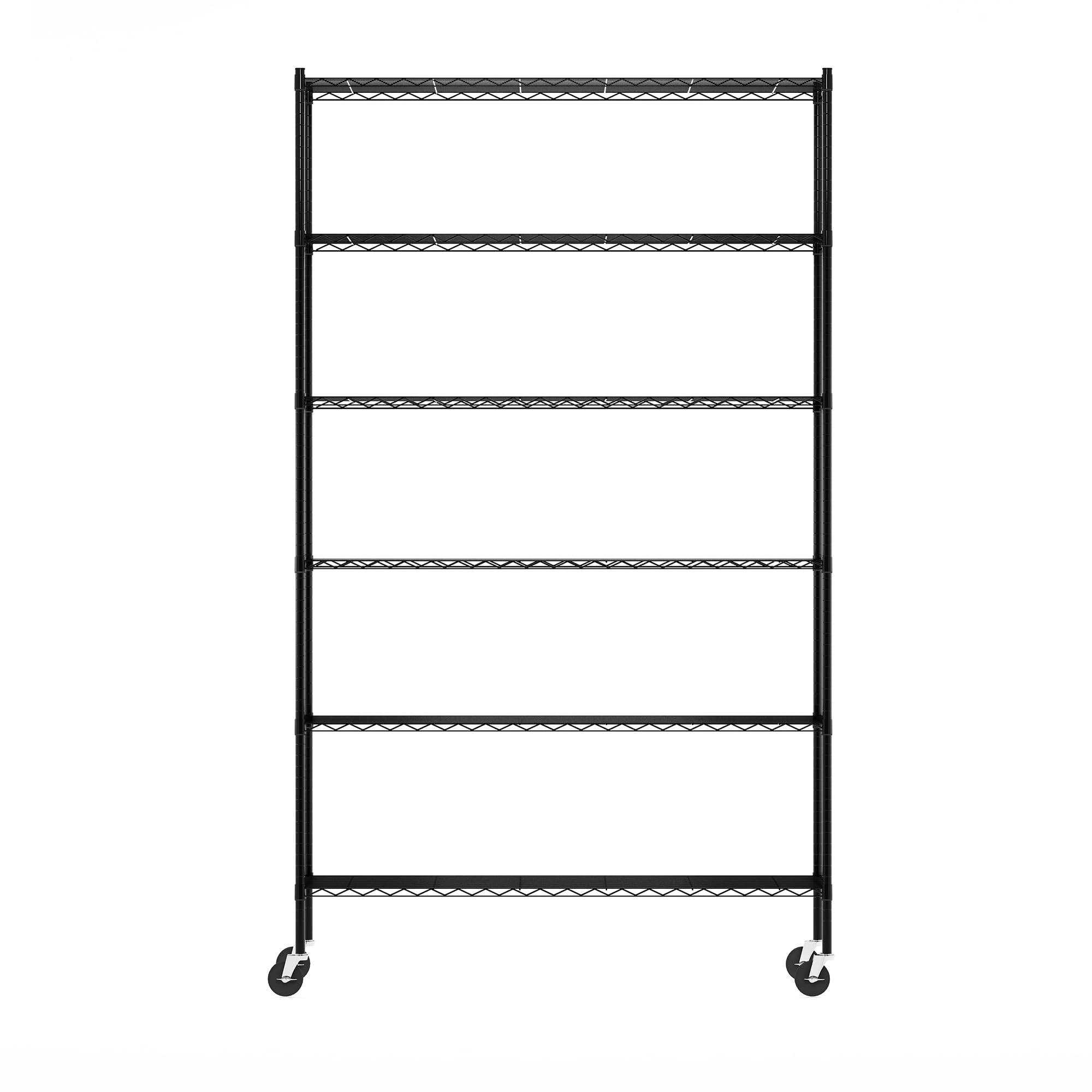 Scaffale Metallico Furinno Wayar A 5 Ripiani Con Ruote - 76x36x152 Cm, Nero, Capacità 340 Kg, Facile Montaggio