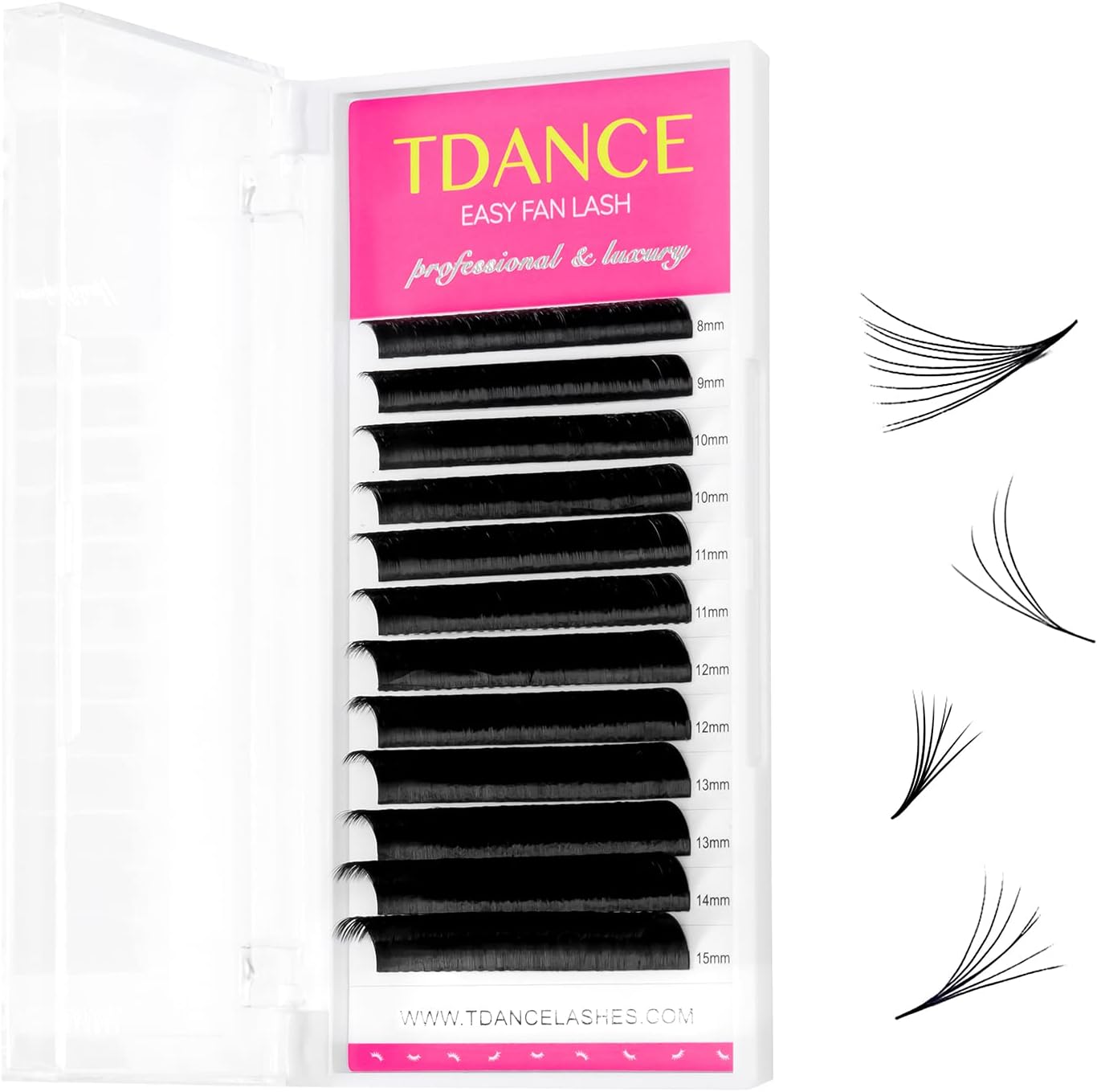 TDANCE Easy Fan Lash Extension Rapid Blooming Volume Eyelash Extensions C CC D DD J B L Curl 0.03-0.12mm Thickness Easy Fan Volume Lashes Self Fanning Eyelashes Extension (0.05-D,8-15 mm)