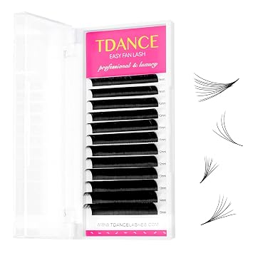 TDANCE Easy Fan Lash Extension Rapid Blooming Volume Eyelash Extensions C CC D DD J B L Curl 0.03-0.12mm Thickness Easy Fan Volume Lashes Self Fanning Eyelashes Extension 0.07-CC,8-15 mm