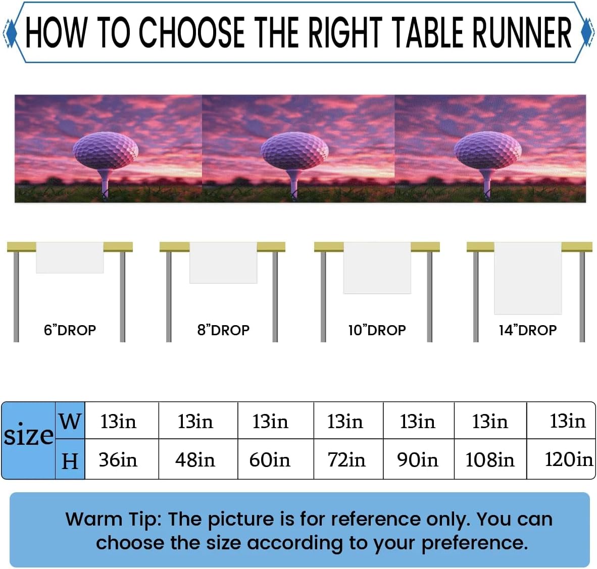 Table Runner Boho Table Runner Golf Ball Sports Bohemian Boho Outdoor Table Runner Decoration for Indoor Outdoor Home Dinner Party Wedding Decor 13 x 120 Inch