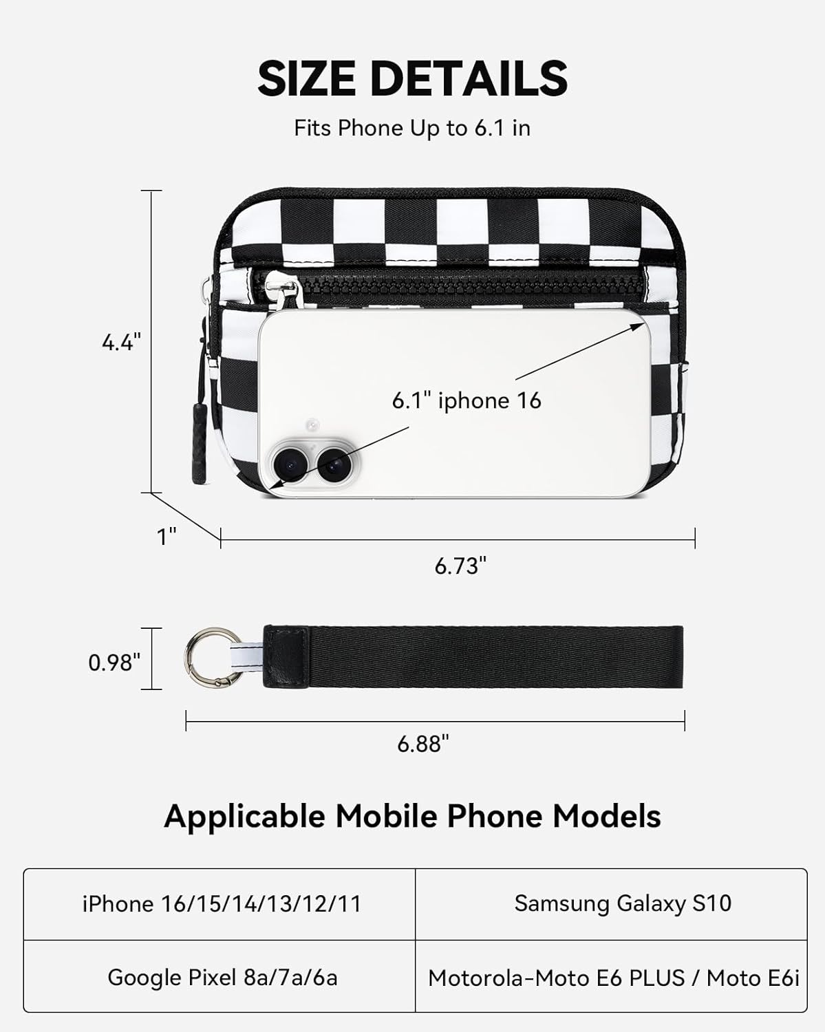 BOSTANTEN Wristlet Wallets for Women RFID Checkered Wallet with ID Window Nylon Wristlet Purse with 3 Zippers - Image 5