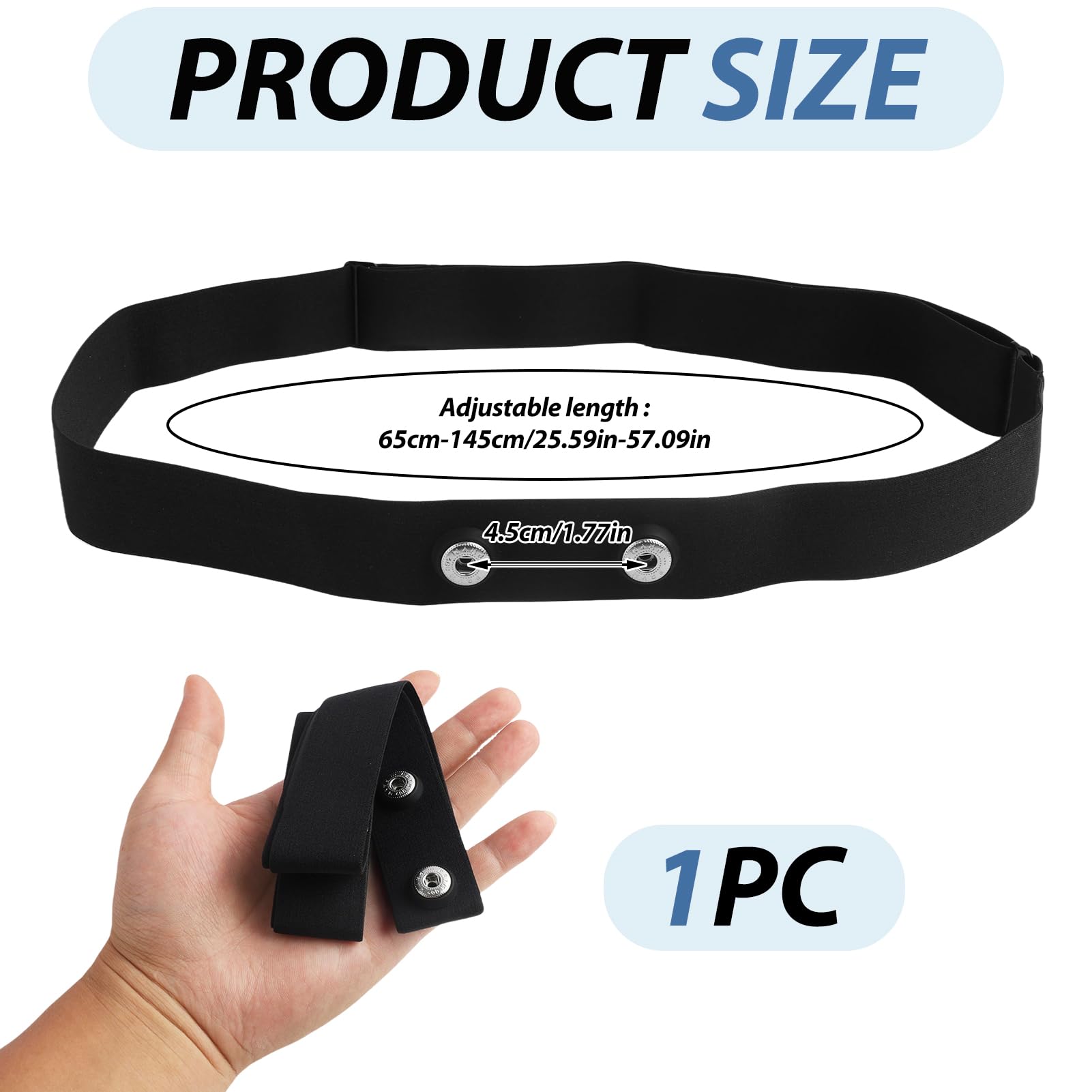 Ersatzgurt für ANT+ und Bluetooth Brustgurt Polar H9- Kompatibel mit Coospo, Wahoo - Universelle Größe M-XL (65cm bis 95cm) - Zuverlässige Herzfrequenzüberwachung für Walken Joggen Langstrecke
