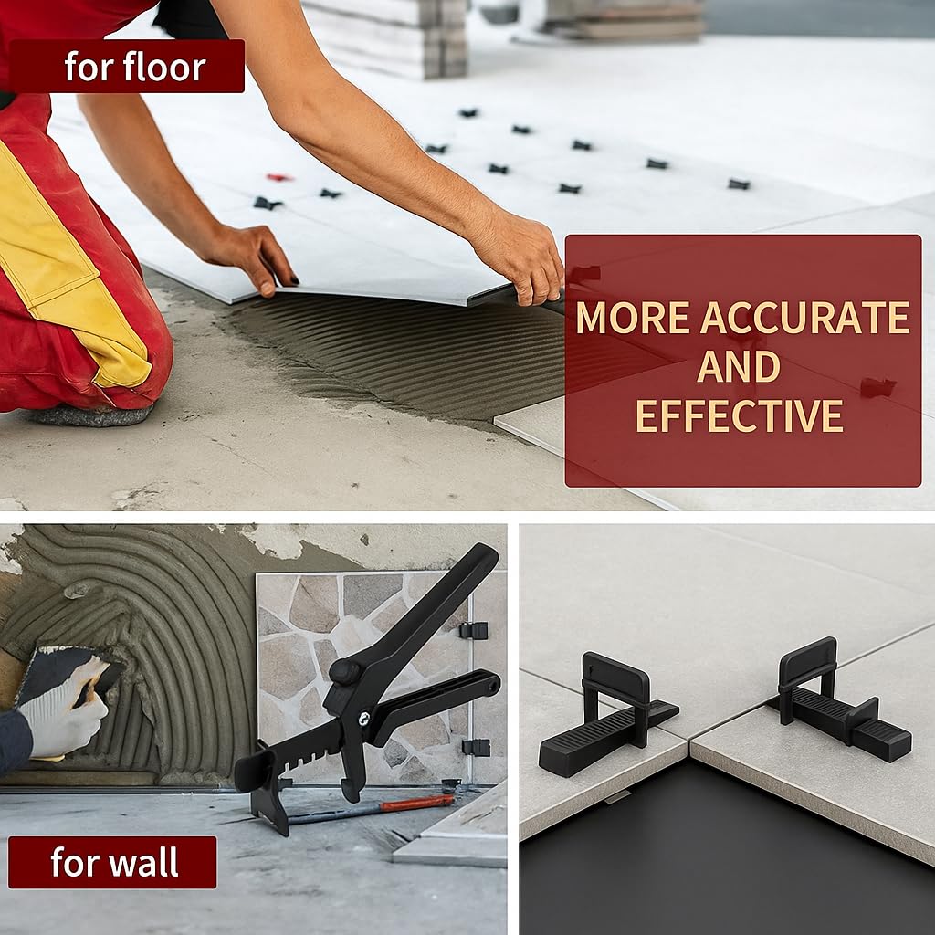 Kit Livellamento Piastrelle 1250 Pezzi - Made in Italy - 250 Cunei e 1000 Distanziatori 1mm - Sistema Autolivellante per Piastrelle da Pavimento e Parete -