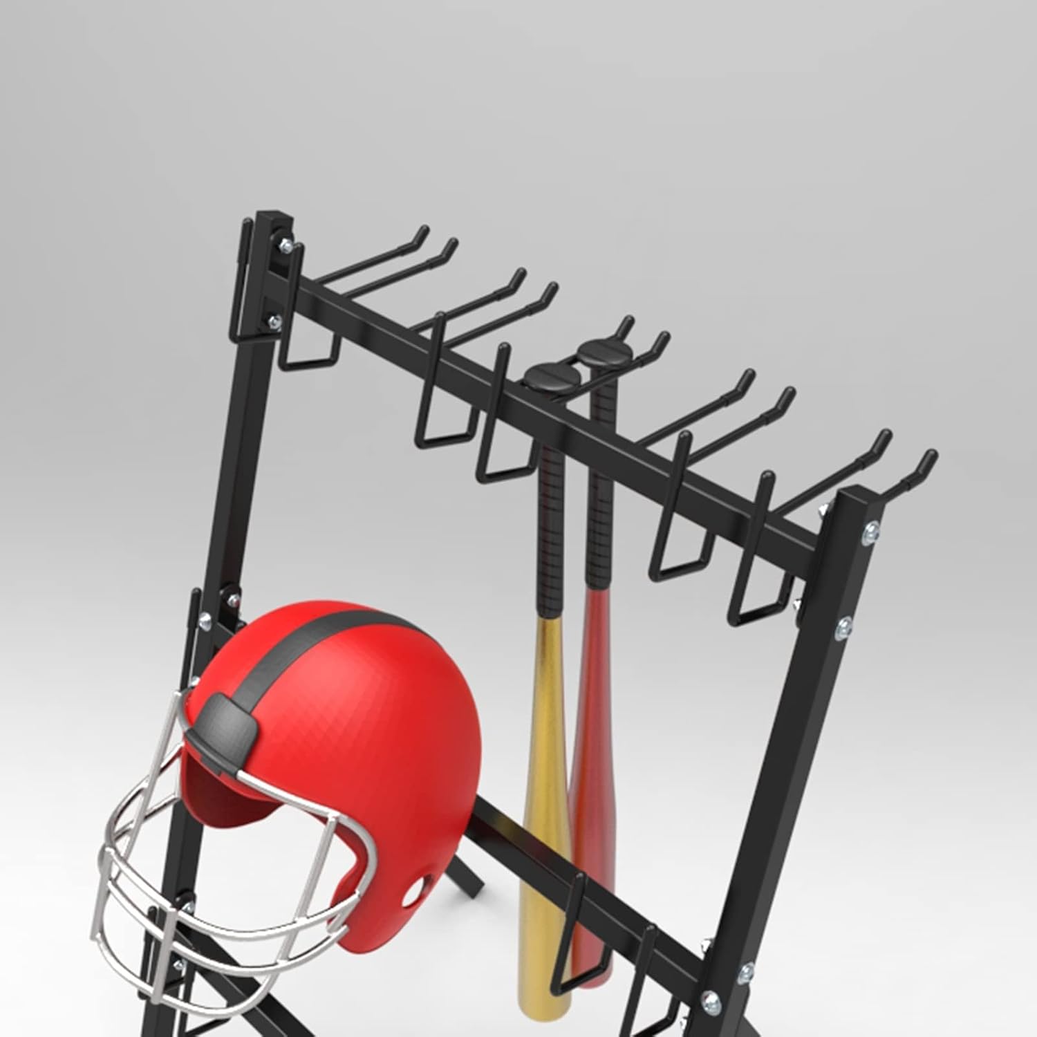 Hat Display Stand,Baseball Bat Softball Helmet Storage Rack Organizers, Black Floorstanding Sports Equipment Display Stand for Indoor Club Gym