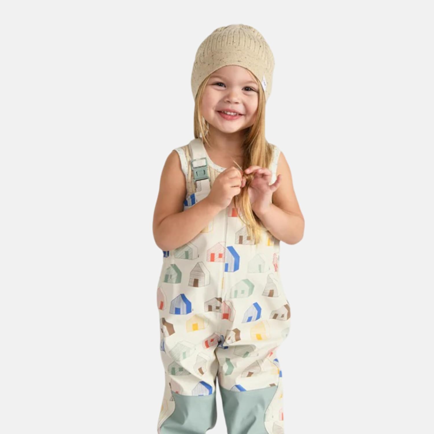 7AM キッズ 防水 サスペンダー レインパンツ - 防風レインビブ 調節可能なストラップ付き 男の子&amp;女の子用 | レイン