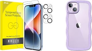 JETech for iPhone 14 6.1-Inch Full Coverage Screen Protector with Camera Lens Protector and Cute Case Bundle
