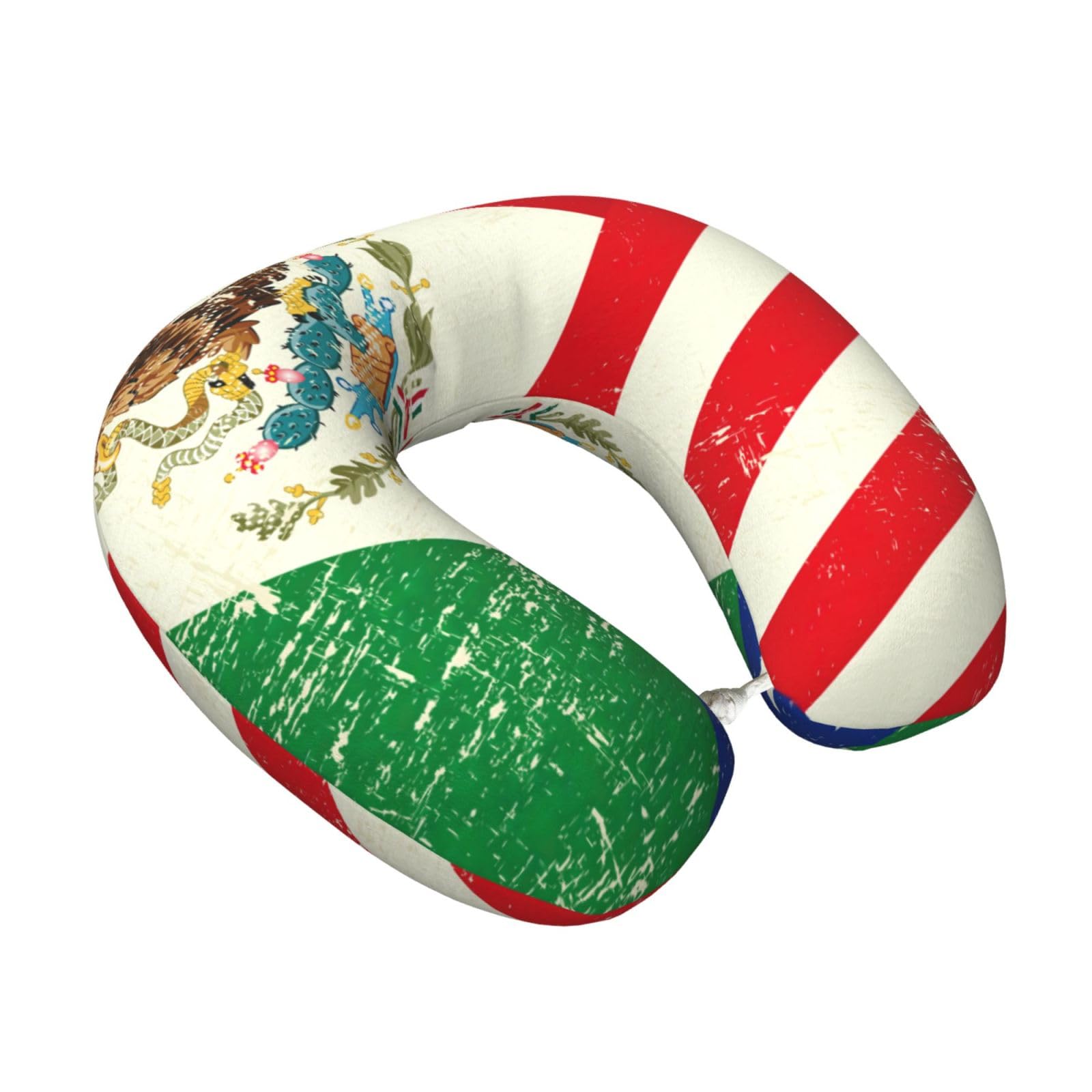 Yyoretp Mexican American Flag Print Travel Pillow Pure Memory Foam Neck Pillows Portable Headrest for Airplane