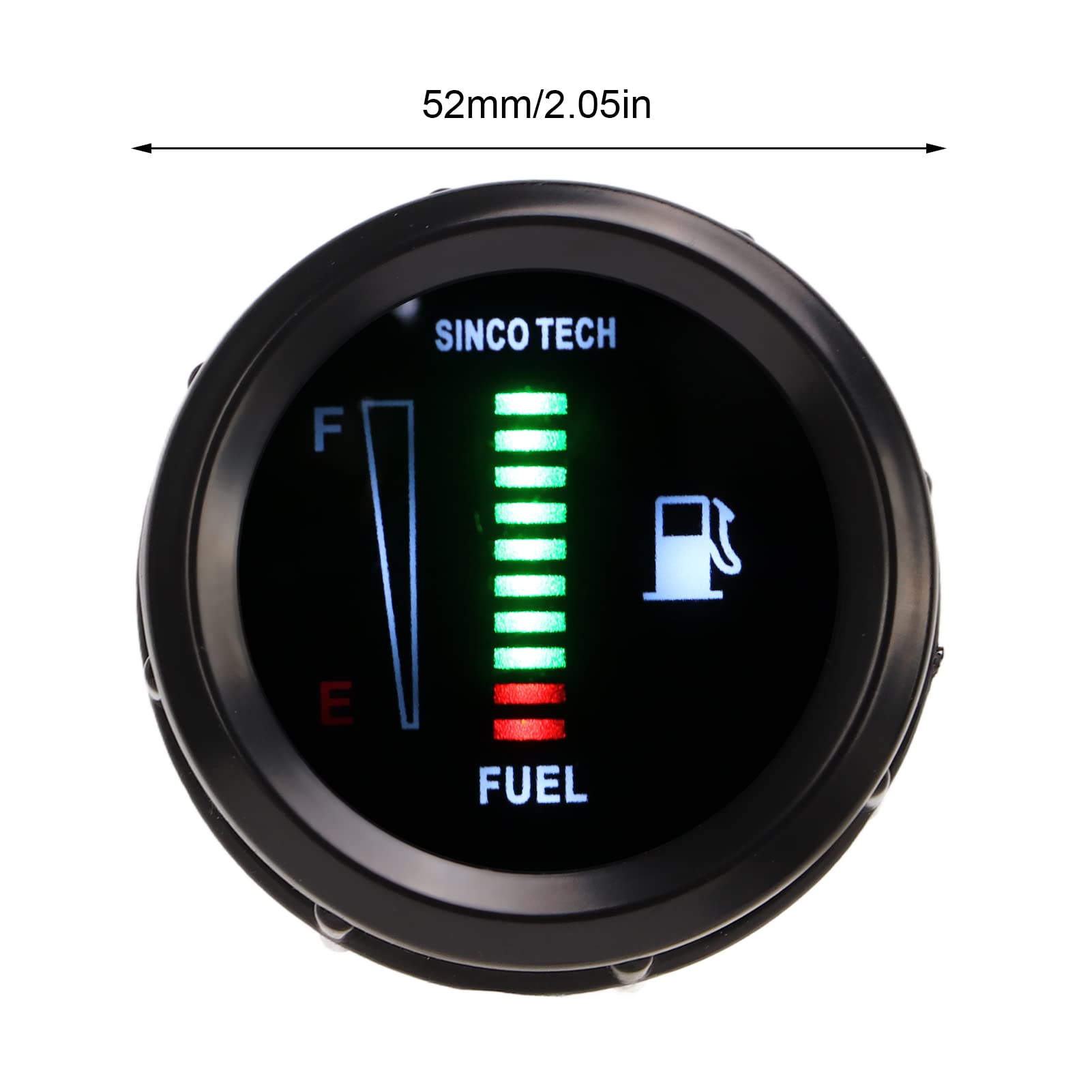 Wskaźnik Poziomu Paliwa, 52mm Wskaźnik Poziomu Paliwa Wskaźnik Miernika LED Migające Przypomnienie dla 8-18V Samochód Pojazd Motocykl