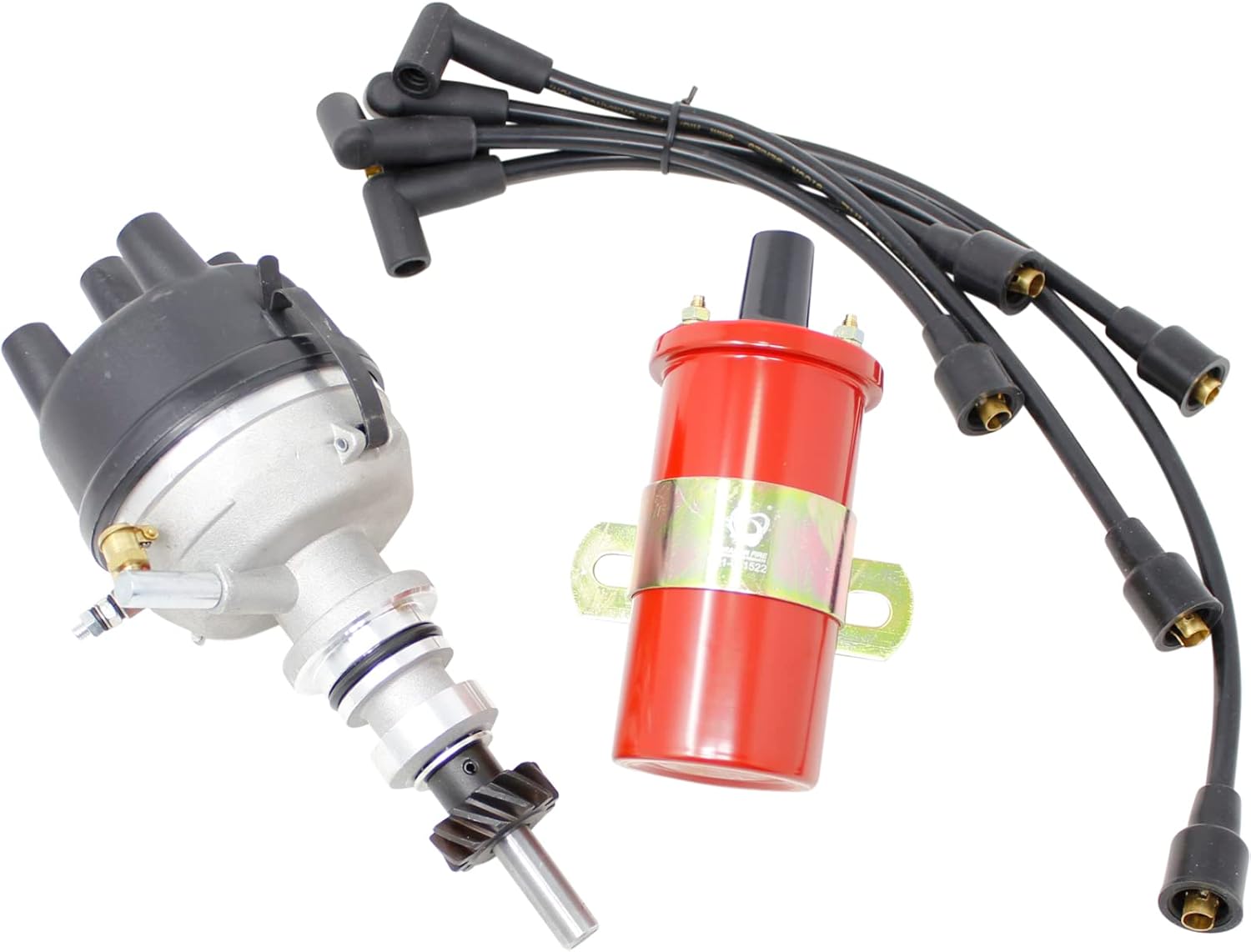 AIP Electronics Ignition Distributor 12v Ignition Coil and Plug Wires Compatible with Ford Tractor Models 500 600 700 800 900 501 601 701 801 901 2000-4000 Replaces 86588846 9N12259A OEM Fit Kit-1553