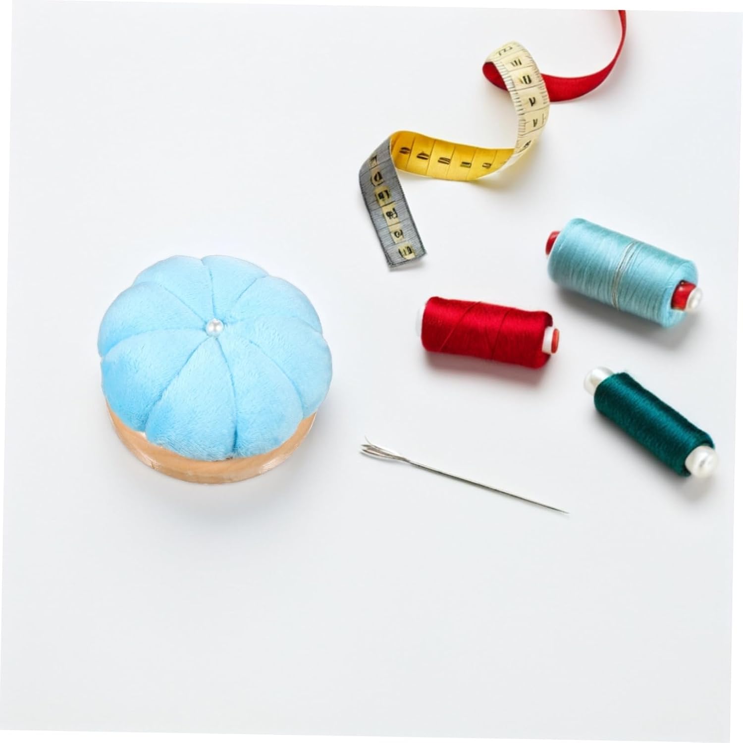 Tofficu 2pcs Pumpkin Shaped Pincushions Secure Embroidery Pin for DIY Crafts Charming Sewing Accessories with Surface and Steady Base for Needlework