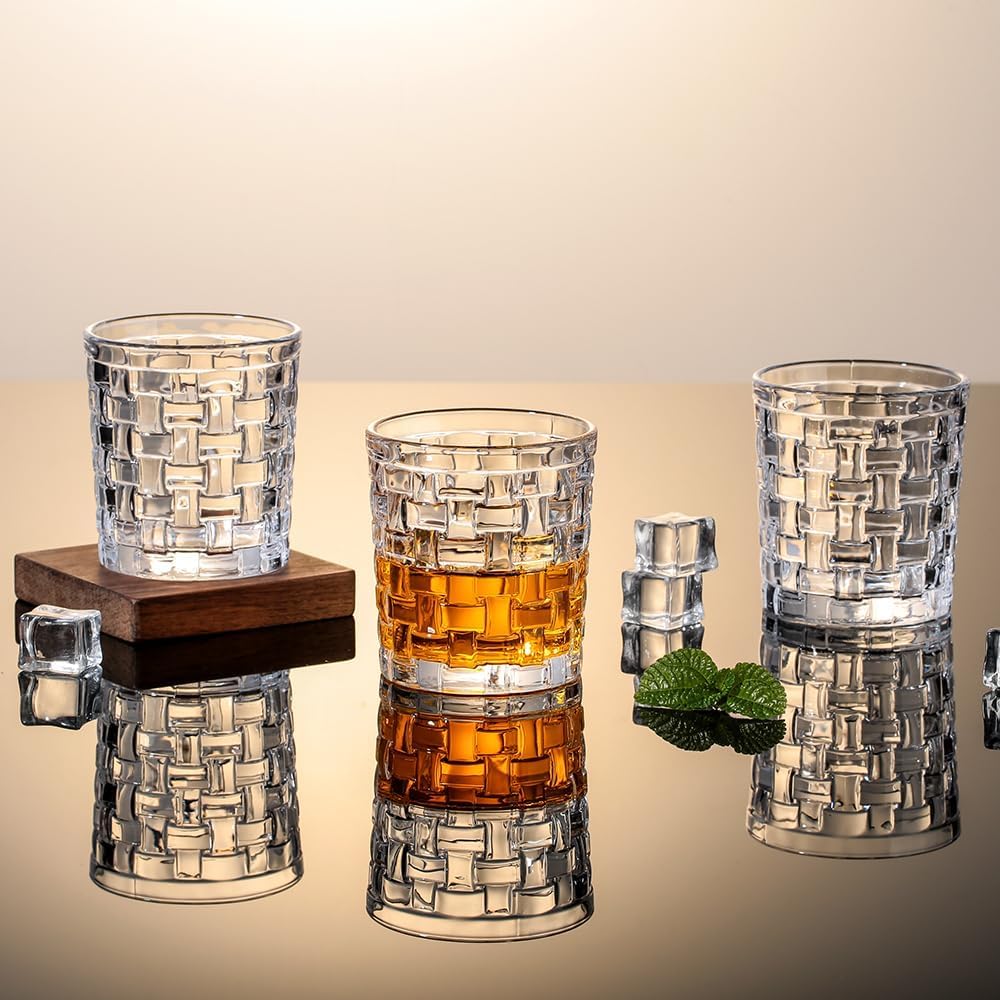 ROCKFORD Italian Premium Whiskey Glasses Set of 2, 300ML, Transparent, Old Fashioned Barware Tumbler for Scotch, Vodka, Bourbon, Liquor, Cocktail, Square Crystal Glass for Stylish Drink Presentation — Amazon image 27