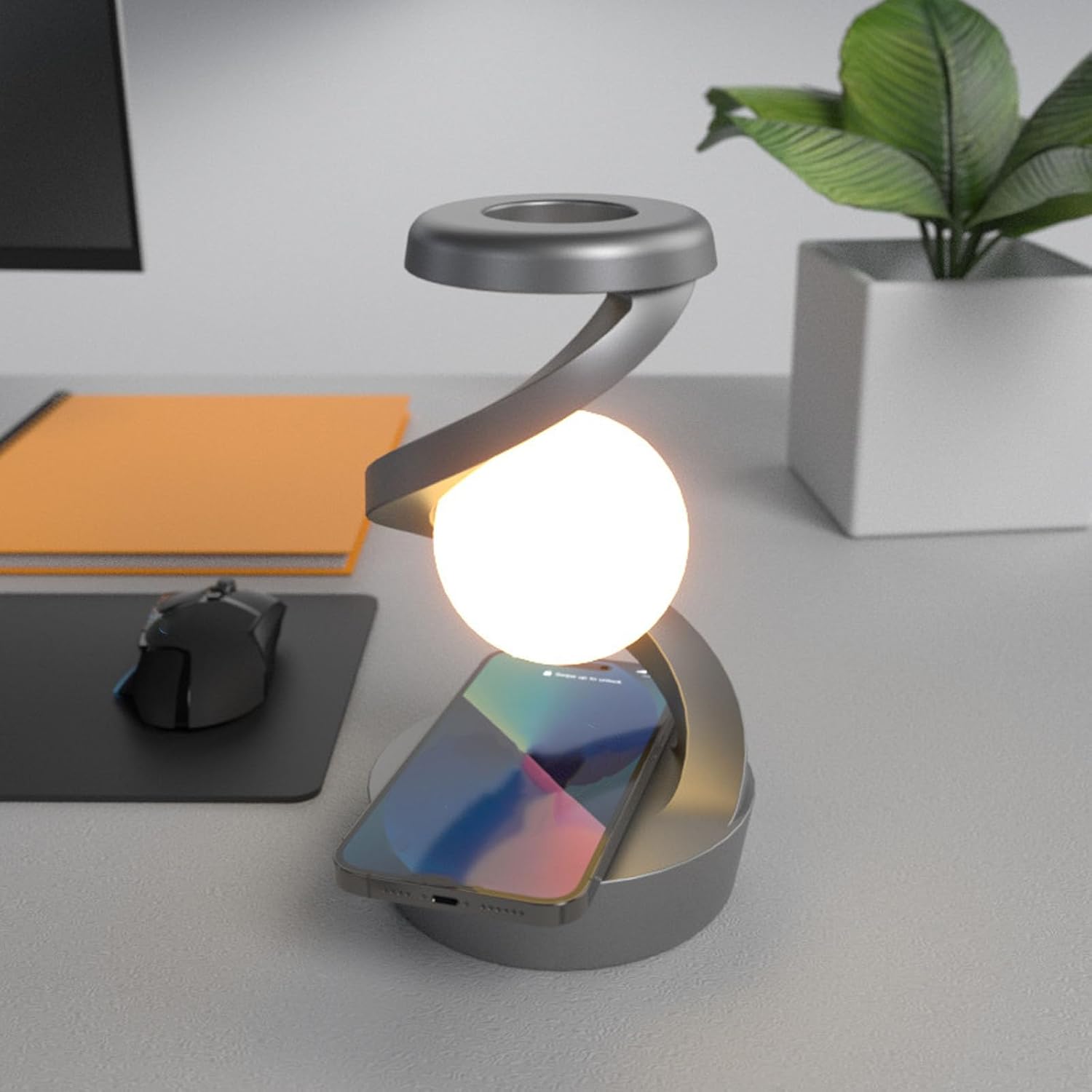 Hovering Desk Lamp Auto Motion RGB Color Cycling Touch Control Dense Portable for Bedroom Whirling Hovering Lamp