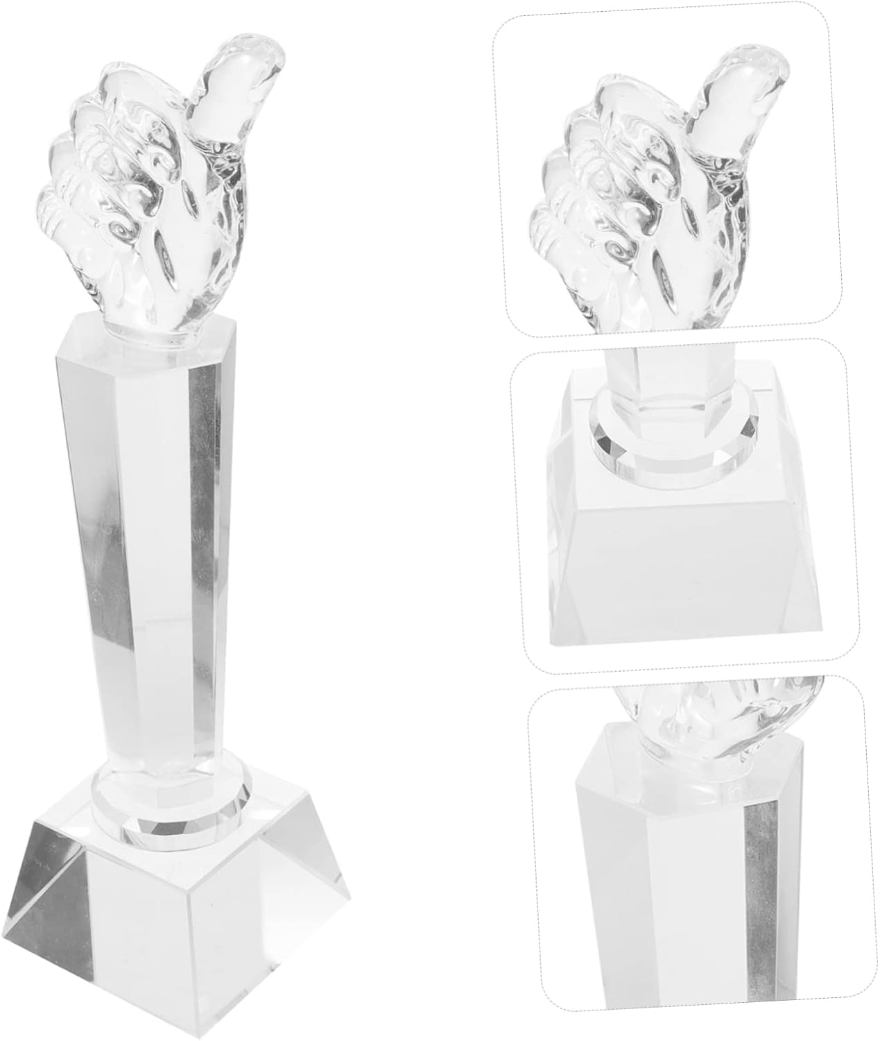 Hemoton Realistic Crystal Trophy Thimbs up Trophy for Office Decor Workers Cup