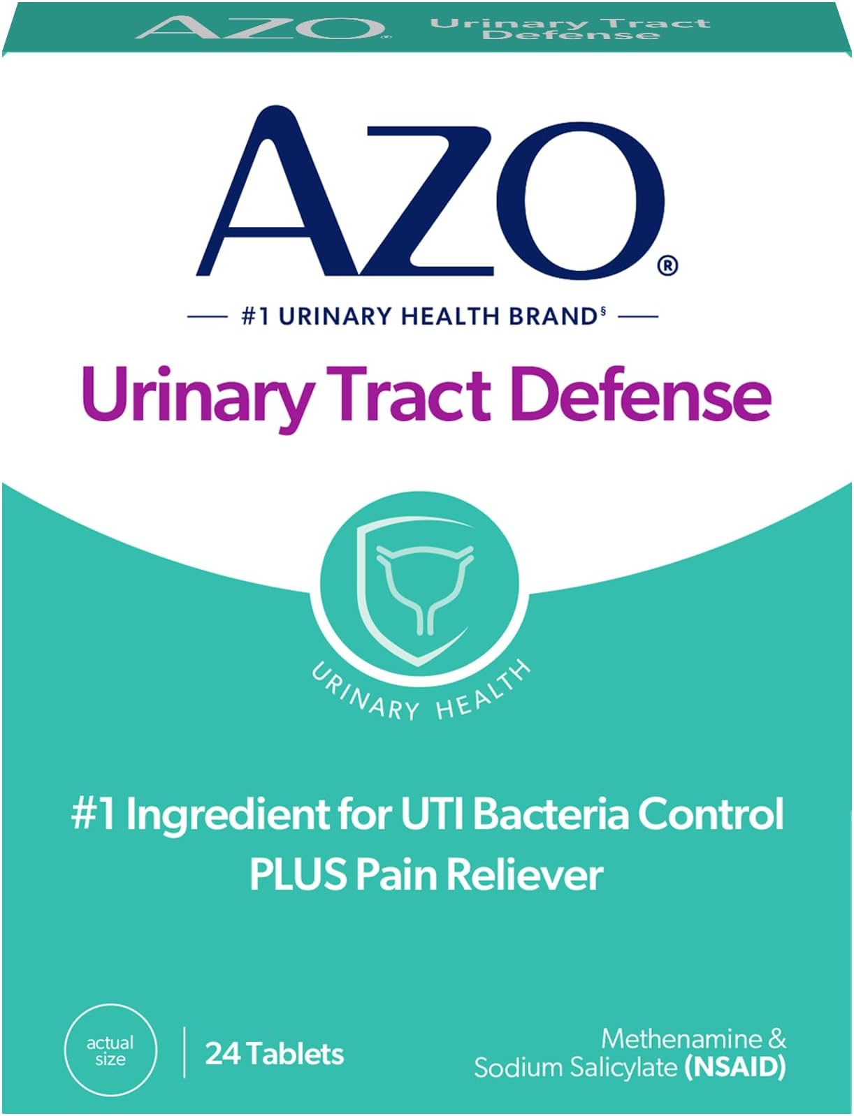 AZO Urinary Tract Defense Antibacterial Protection, FSA/HSA Eligible, Helps Control a UTI Until You Can See a Doctor, from The No. 1 Most Trusted Urinary Health Brand, 24 Count (Pack of 1)