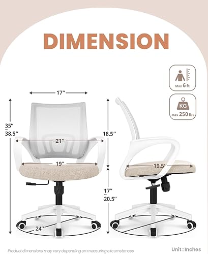 Miniatura 3 de NEO CHAIR Silla de oficina para computadora, silla de escritorio para juegos, cojín ergonómico de respaldo medio, soporte lumbar con ruedas, cómodo