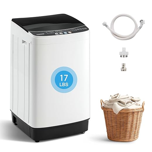 17Lbs Portable Washing Machine with10 Washing Programs, 2.2 Cu. Ft. Full Automatic Washer and Spinner Combo, Compact Laundry Washer Spinner for Apartment RV Dorm (2.2Cu. Ft)