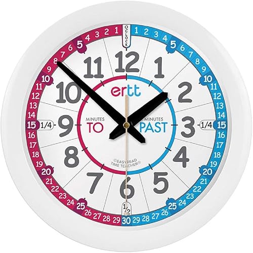 Miniatura 6 de Reloj de pared para aprender la hora con sistema de enseñanza para niños simple de 3 pasos EasyRead Time. 12 pulgadas de diámetro, para aprender