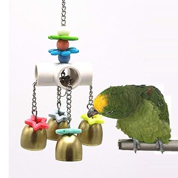 Keersi Bird Bells Toy with Sweet Sound for Pet Budgie Parakeet Cockatiel Conure Macaw African Grey Cockatoo Amazon Lovebird Budgie Finch Canary Cage