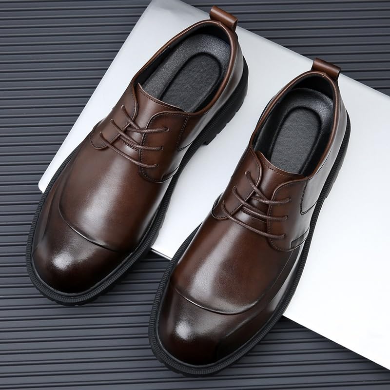 Men's Lace-Up Derby Shoes Business Wedding Formal Retro Casual Oxfords Vintage Style Dress Shoes for Men2