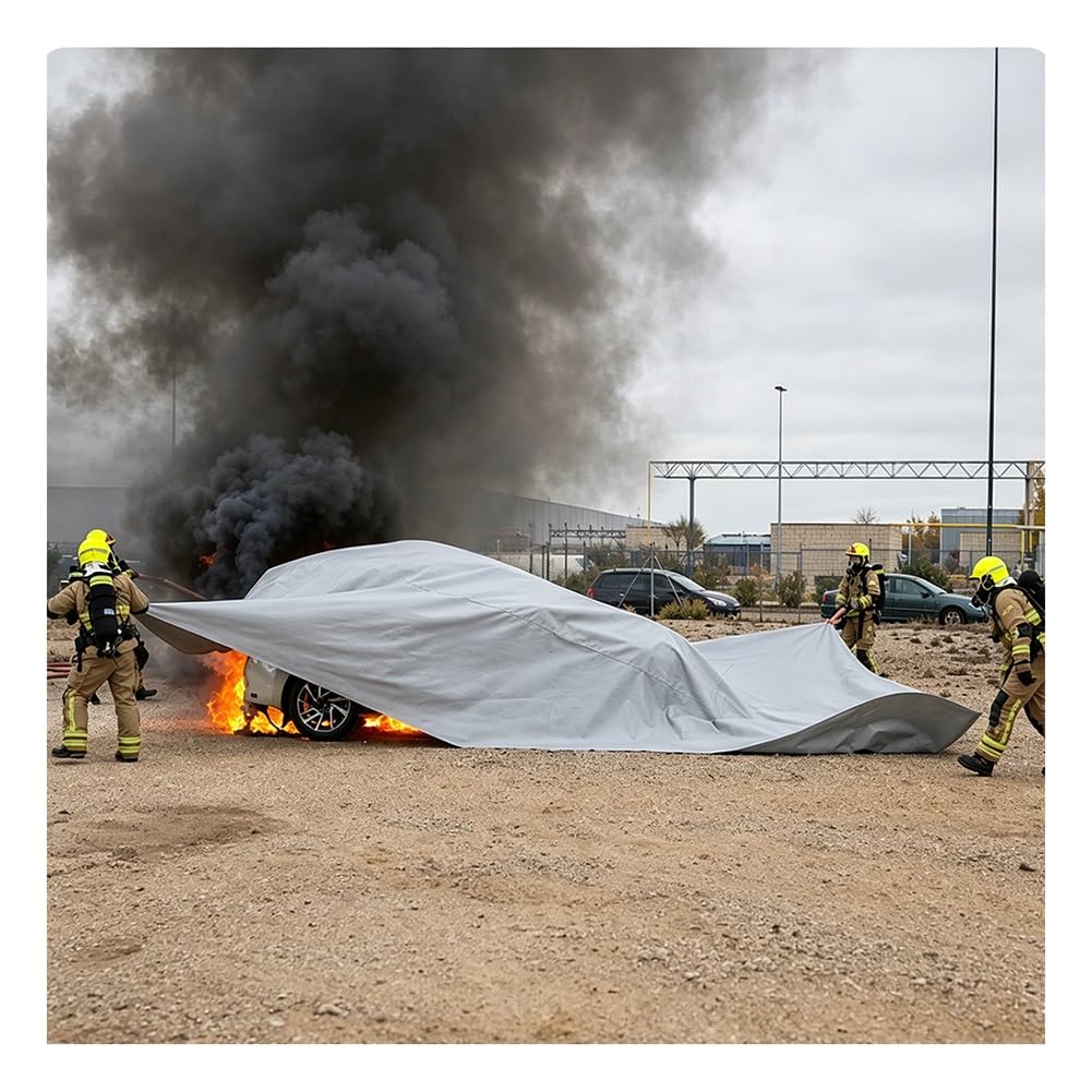 Emergency Fire Blanket for Cars and Motorcycles, Heat resistant up to 2012°F Survival Safe Blankets for EV Battery & Engine Fires(13.2 * 19.7ft/4 * 6m)