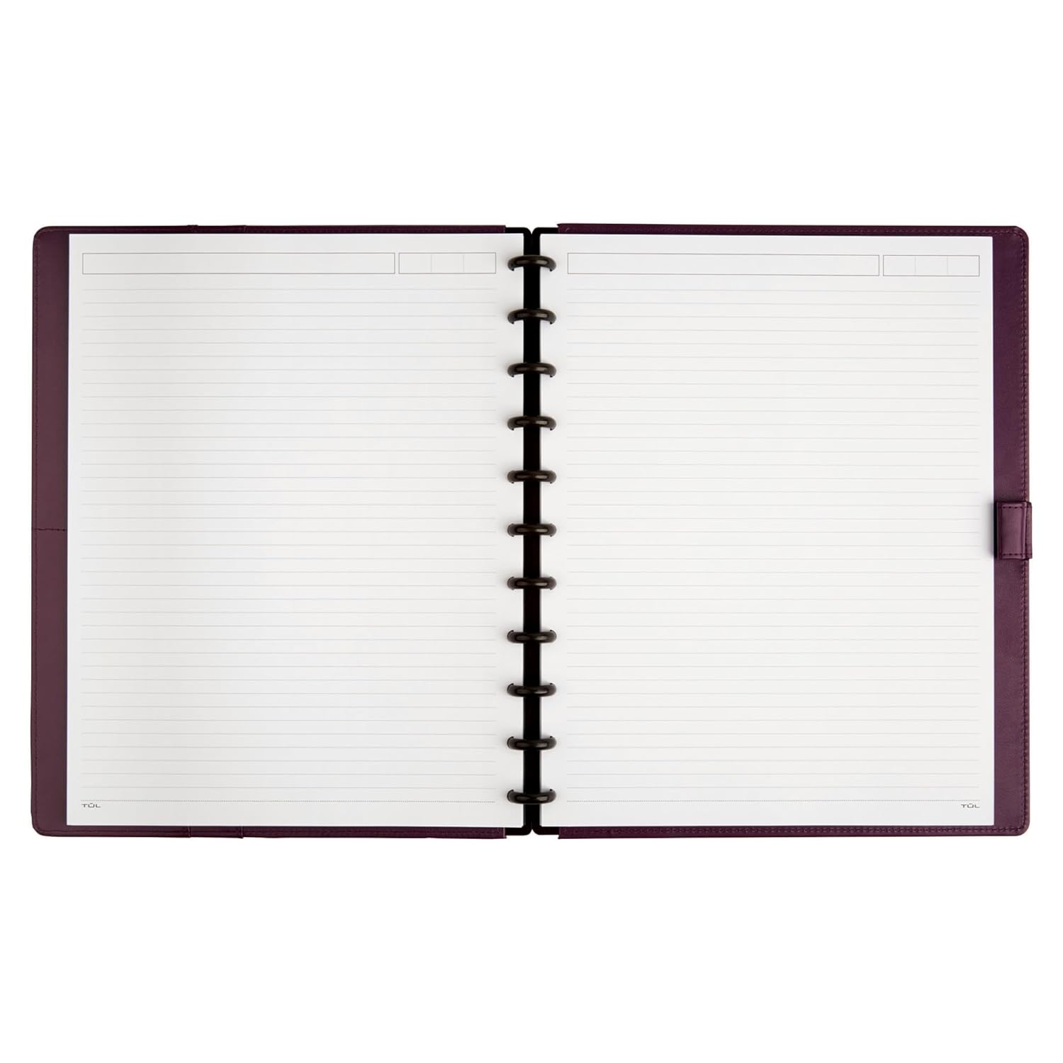 TUL® Custom Note-Taking System Discbound Notebook With Leather Cover, Letter Size, Narrow Ruled, 60 Sheets, Purple      Unknown Binding